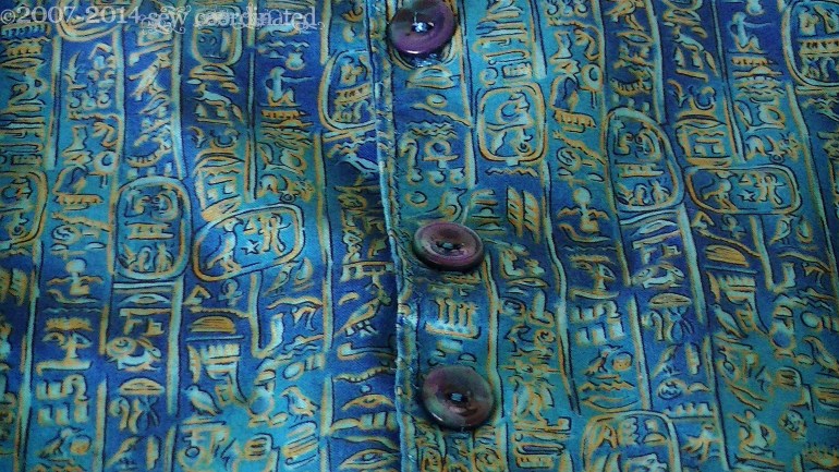 A close-up of the mock hieroglyph print