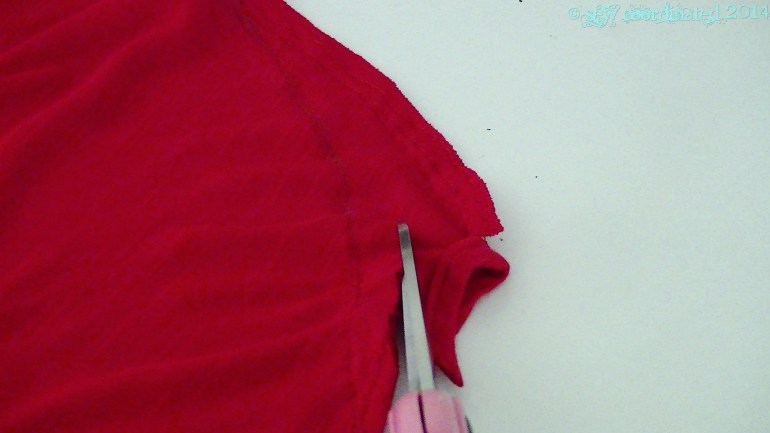 Making the cut alongside the new seamline.